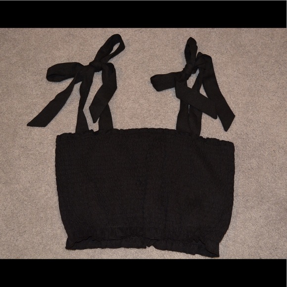 Tops - SOLD NWOT SelfTie Shoulder Smocked Ruffle Crop Top